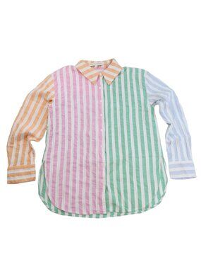 English Factory Pastel Colorblock Stripe Button Up Blouse Small